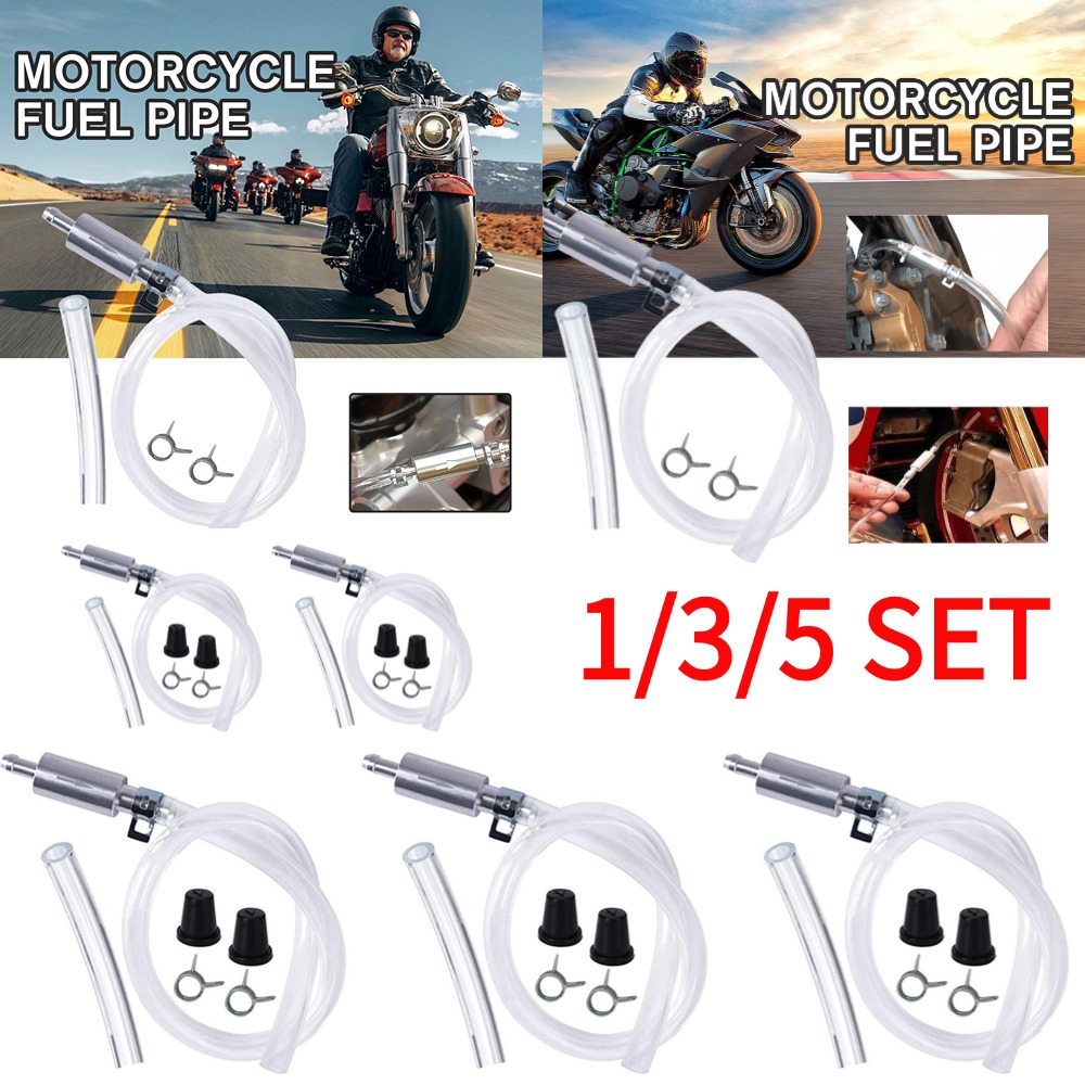 Brake Bleeder Kit - 1/3/5 セットブレーキ液ブリーダーホース一方向ノンリターンチェックバルブ自動車車両オートバイブレーキクラッチホースキット