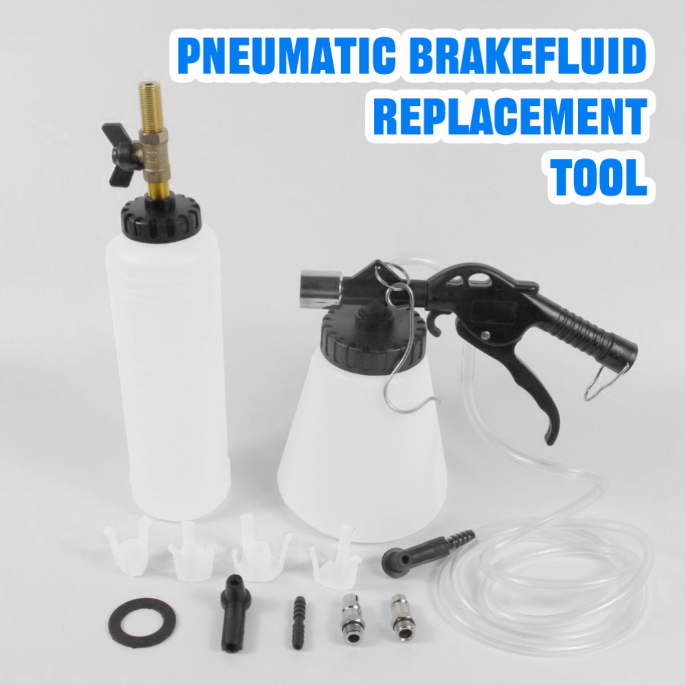 Brake Bleeder Kit - デュアルオイルポットブレーキ液ブリーダーキット 1L 空気圧式オイル交換機 エキストラクター付き補充ボトル 自動車ブレーキ修理用