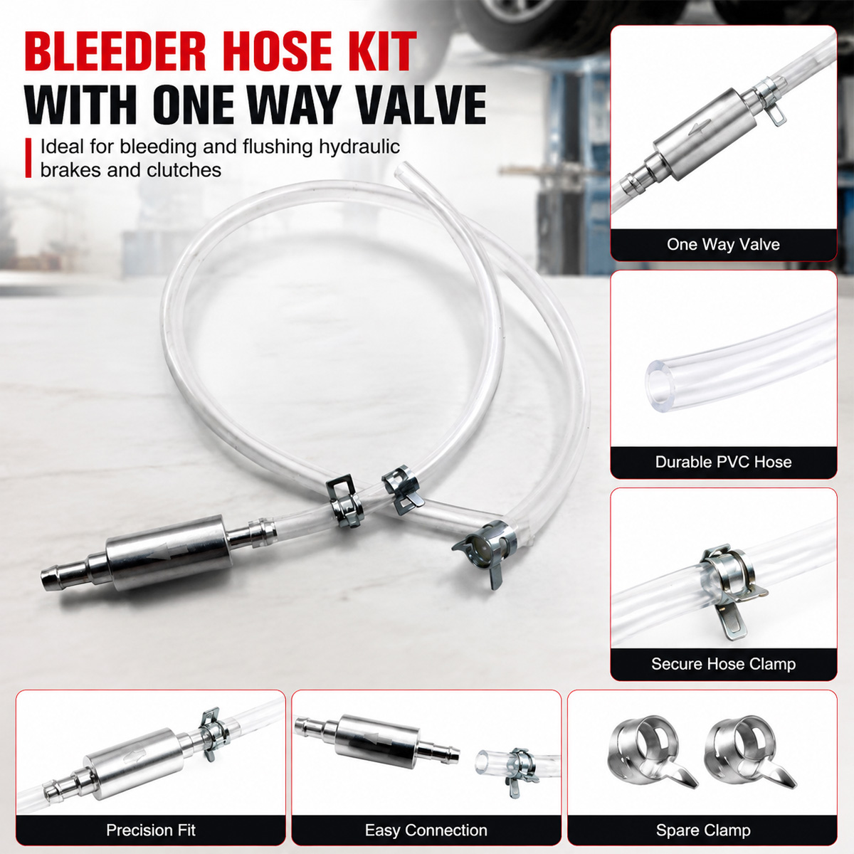 PINMOAP ブレーキエア抜きホース（ワンウェイバルブ付き - Brake Bleeder Kit のレビューと価格