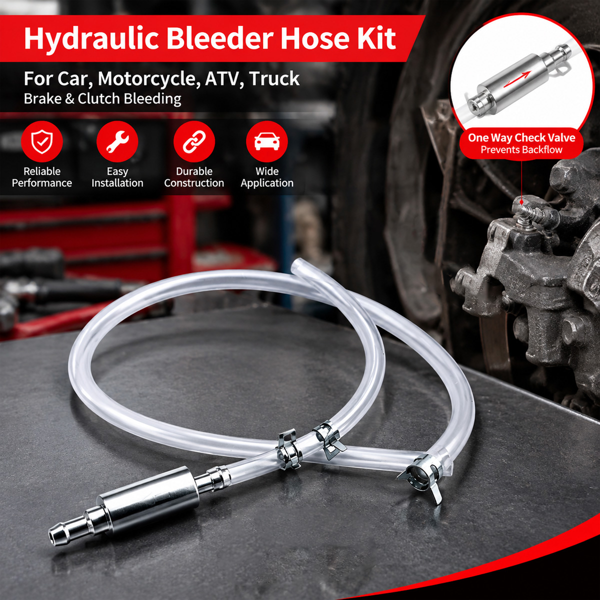PINMOAP ブレーキエア抜きホース（ワンウェイバルブ付き - Brake Bleeder Kit のレビューと価格